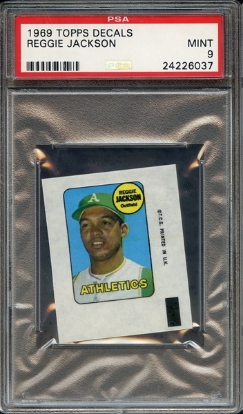 1969 TOPPS DECALS REGGIE JACKSON PSA MINT 9