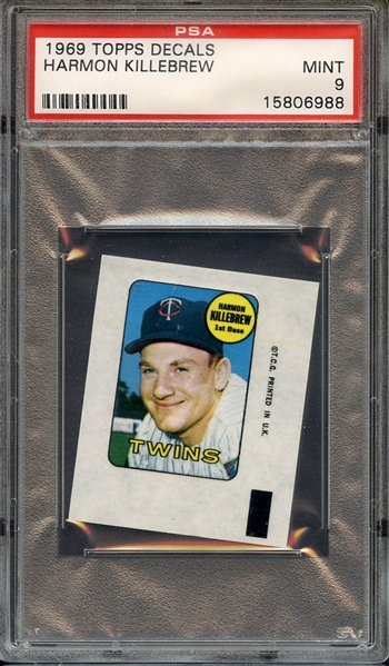 1969 TOPPS DECALS HARMON KILLEBREW PSA MINT 9