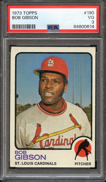 1973 TOPPS 190 BOB GIBSON PSA VG 3