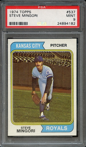 1974 TOPPS 537 STEVE MINGORI PSA MINT 9