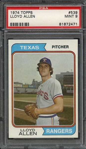 1974 TOPPS 539 LLOYD ALLEN PSA MINT 9