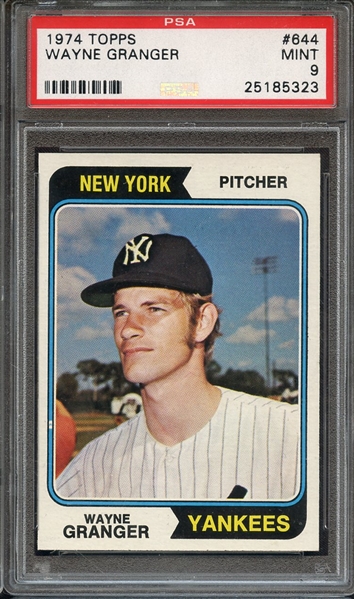 1974 TOPPS 644 WAYNE GRANGER PSA MINT 9