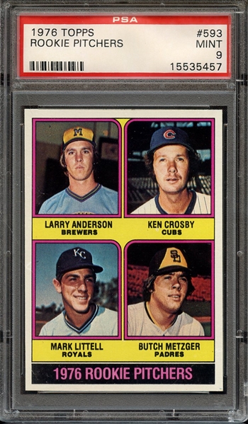 1976 TOPPS 593 ROOKIE PITCHERS PSA MINT 9