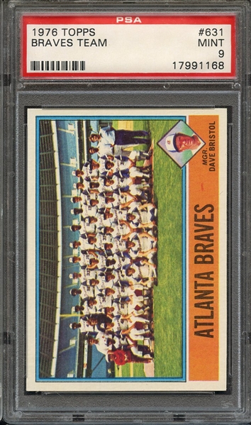 1976 TOPPS 631 BRAVES TEAM PSA MINT 9