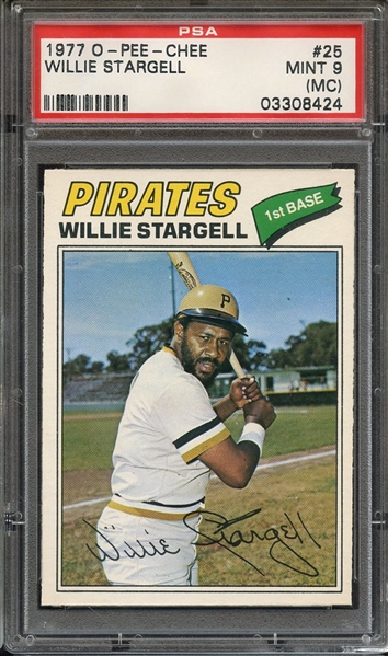 1977 O-PEE-CHEE 25 WILLIE STARGELL PSA MINT 9 (MC)