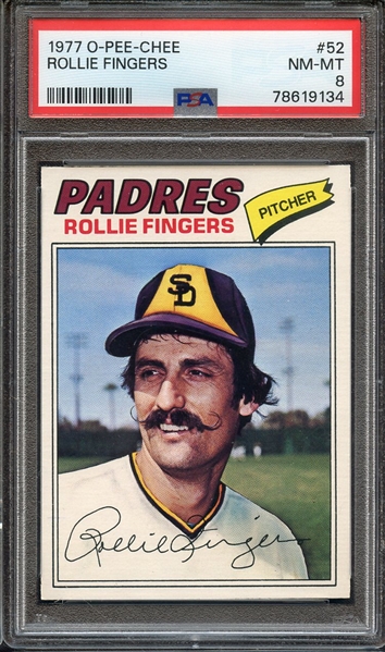 1977 O-PEE-CHEE 52 ROLLIE FINGERS PSA NM-MT 8