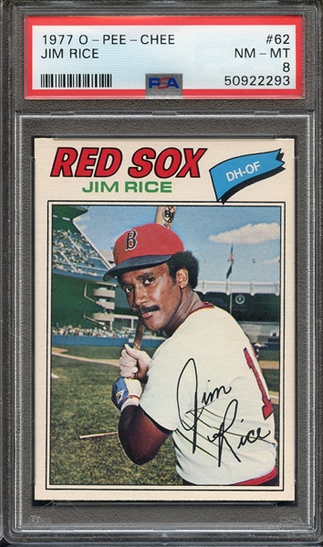 1977 O-PEE-CHEE 62 JIM RICE PSA NM-MT 8