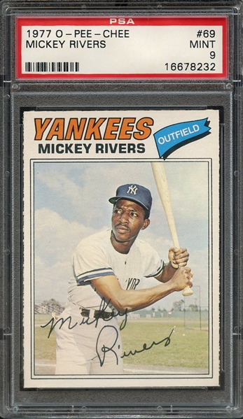 1977 O-PEE-CHEE 69 MICKEY RIVERS PSA MINT 9