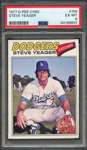 1977 O-PEE-CHEE 159 STEVE YEAGER PSA EX-MT 6