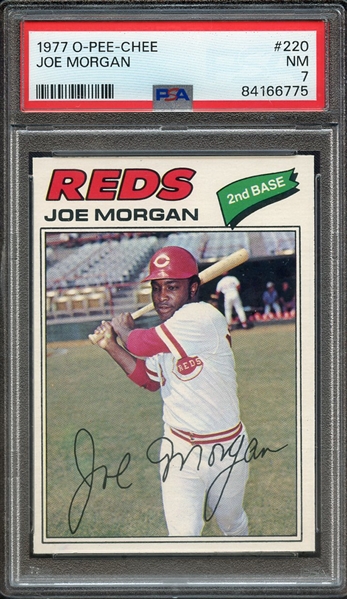 1977 O-PEE-CHEE 220 JOE MORGAN PSA NM 7