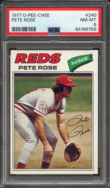 1977 O-PEE-CHEE 240 PETE ROSE PSA NM-MT 8