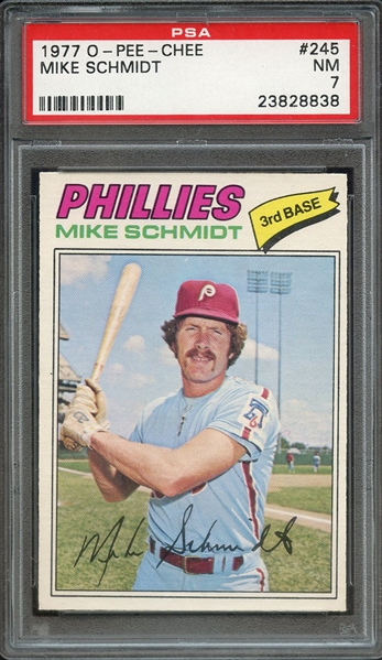 1977 O-PEE-CHEE 245 MIKE SCHMIDT PSA NM 7