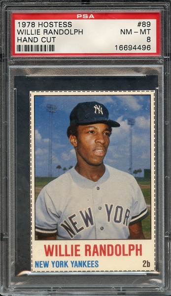 1978 HOSTESS 89 WILLIE RANDOLPH HAND CUT PSA NM-MT 8