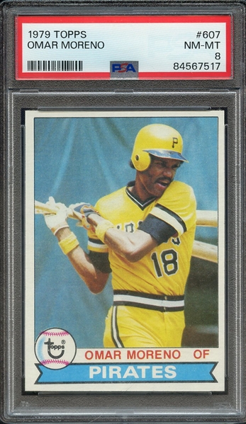 1979 TOPPS 607 OMAR MORENO PSA NM-MT 8