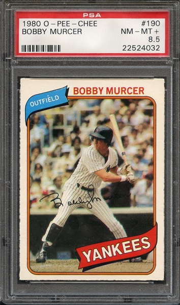 1980 O-PEE-CHEE 190 BOBBY MURCER PSA NM-MT+ 8.5