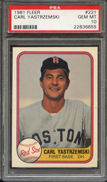 1981 FLEER 221 CARL YASTRZEMSKI PSA GEM MT 10