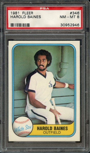 1981 FLEER 346 HAROLD BAINES PSA NM-MT 8