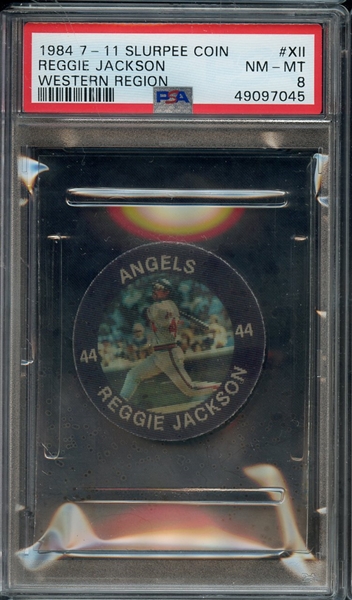 1984 7-11 SLURPEE COIN WESTERN REGION XII REGGIE JACKSON WESTERN REGION PSA NM-MT 8