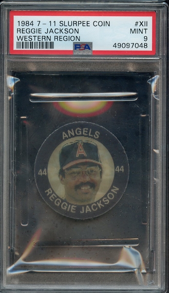 1984 7-11 SLURPEE COIN WESTERN REGION XII REGGIE JACKSON WESTERN REGION PSA MINT 9