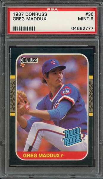 1987 DONRUSS 36 GREG MADDUX PSA MINT 9