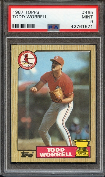 1987 TOPPS 465 TODD WORRELL PSA MINT 9