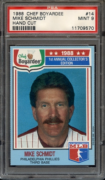 1988 CHEF BOYARDEE 14 MIKE SCHMIDT PERFORATED PSA MINT 9