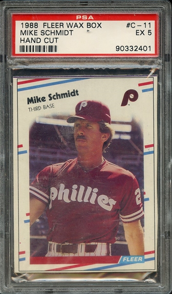 1988 FLEER WAX BOX HAND CUT C-11 MIKE SCHMIDT HAND CUT PSA EX 5