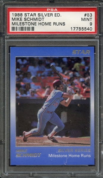 1988 STAR SILVER EDITION 53 MIKE SCHMIDT MILESTONE HOME RUNS PSA MINT 9