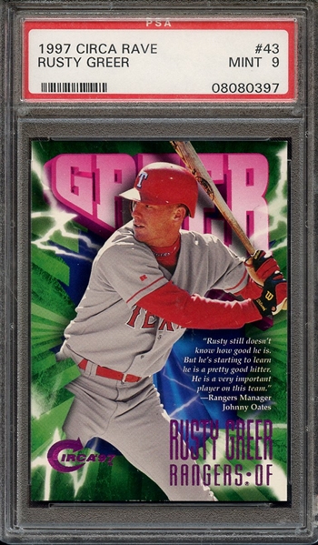 1997 CIRCA RAVE 43 RUSTY GREER PSA MINT 9