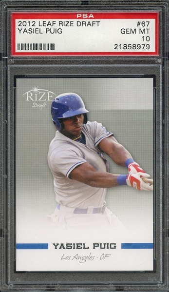 2012 LEAF RIZE DRAFT 67 YASIEL PUIG PSA GEM MT 10