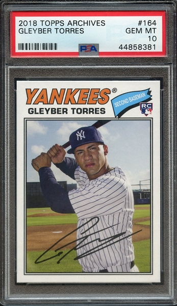 2018 TOPPS ARCHIVES 164 GLEYBER TORRES PSA GEM MT 10