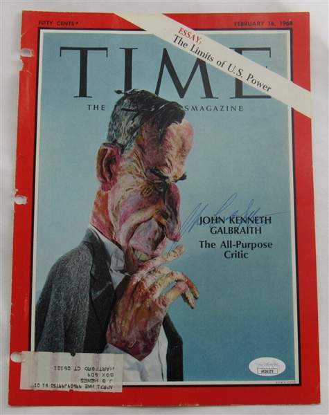 John Kenneth Galbraith Signed Auto Autograph Time Magazine Cut Cover 2/16/68 JSA AE26273