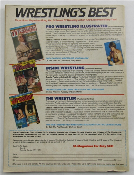 Dory Funk Jr Signed Auto Autograph The Wrestler Magazine Issue January 1986 JSA TT37994