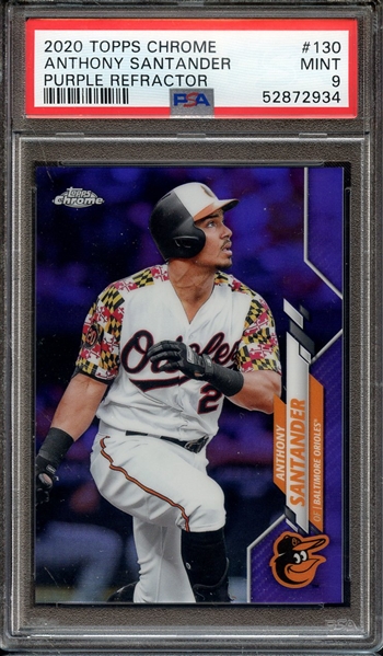 2020 TOPPS CHROME 130 ANTHONY SANTANDER PURPLE REFRACTOR PSA MINT 9