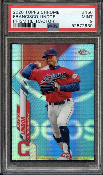 2020 TOPPS CHROME 156 FRANCISCO LINDOR PRISM REFRACTOR PSA MINT 9