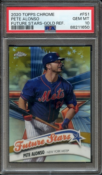 2020 TOPPS CHROME FUTURE STARS FS1 PETE ALONSO FUTURE STARS-GOLD REF. PSA GEM MT 10