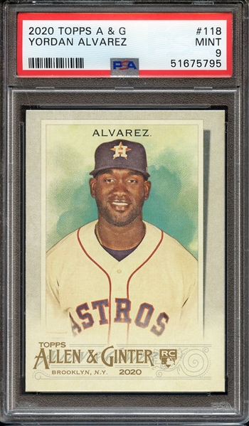 2020 TOPPS ALLEN & GINTER 118 YORDAN ALVAREZ PSA MINT 9