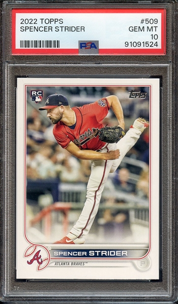 2022 TOPPS 509 SPENCER STRIDER PSA GEM MT 10