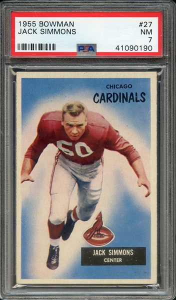 1955 BOWMAN 27 JACK SIMMONS PSA NM 7