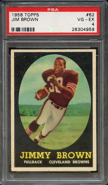 1958 TOPPS 62 JIM BROWN PSA VG-EX 4