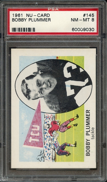 1961 NU-CARD 145 BOBBY PLUMMER PSA NM-MT 8