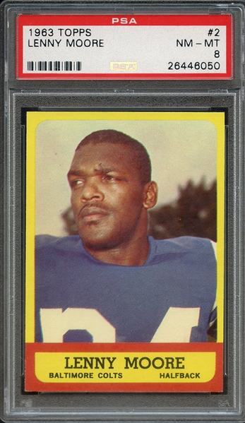 1963 TOPPS 2 LENNY MOORE PSA NM-MT 8