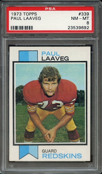 1973 TOPPS 339 PAUL LAAVEG PSA NM-MT 8