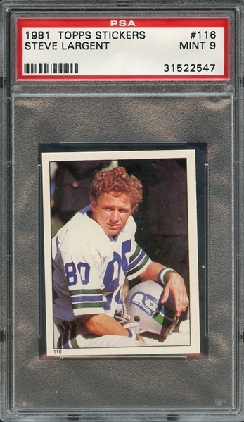 1981 TOPPS STICKERS 116 STEVE LARGENT PSA MINT 9