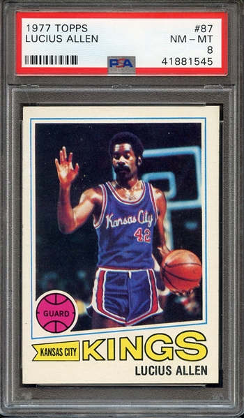 1977 TOPPS 87 LUCIUS ALLEN PSA NM-MT 8