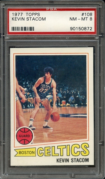 1977 TOPPS 108 KEVIN STACOM PSA NM-MT 8