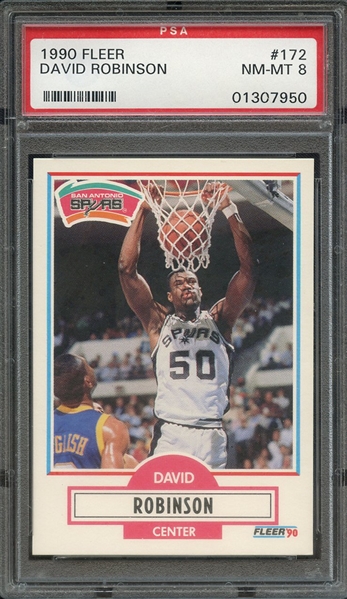 1990 FLEER 172 DAVID ROBINSON PSA NM-MT 8