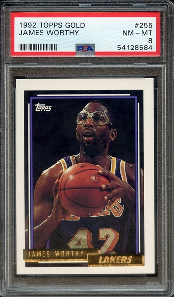 1992 TOPPS GOLD 255 JAMES WORTHY PSA NM-MT 8