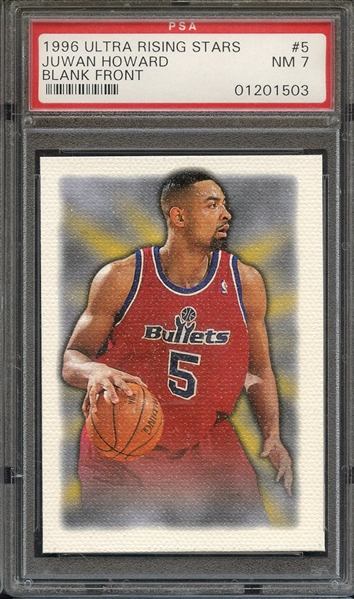 1996 ULTRA RISING STARS 5 JUWAN HOWARD BLANK FRONT PSA NM 7