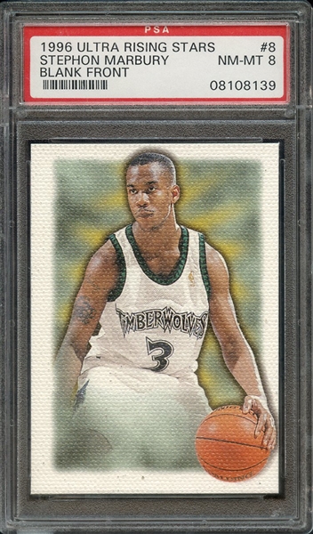 1996 ULTRA RISING STARS 8 STEPHON MARBURY BLANK FRONT PSA NM-MT 8